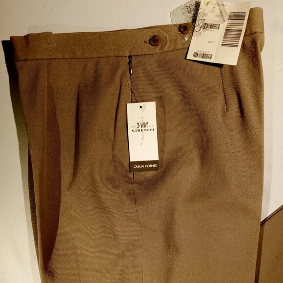 Casual Corner Pants/Trousers sz 14 High Rise Vintage Stretch Dark Taupe NWT - Picture 2 of 9